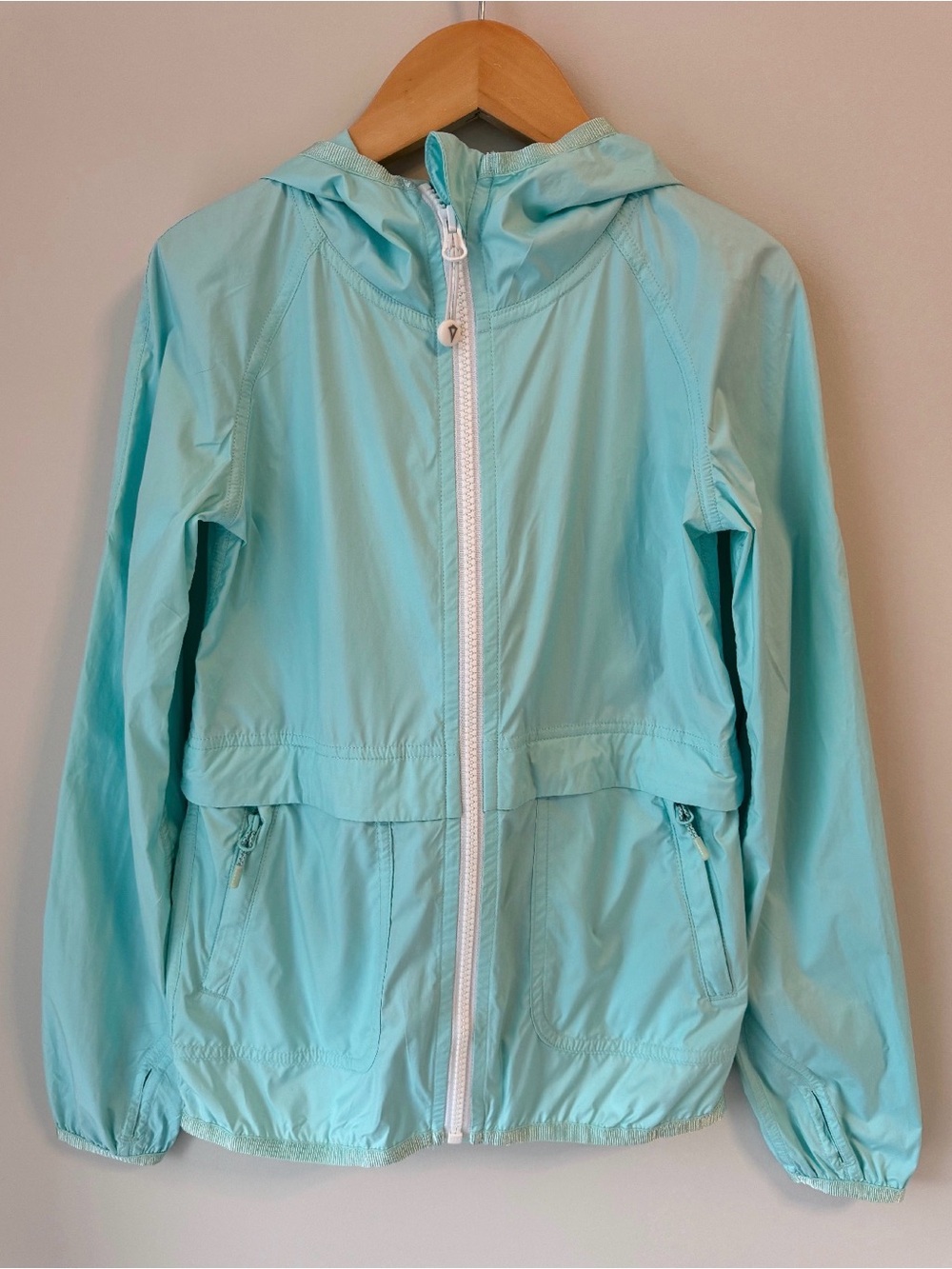 Ivivva Girls Light Aqua Hooded Packable Jacket Size 6